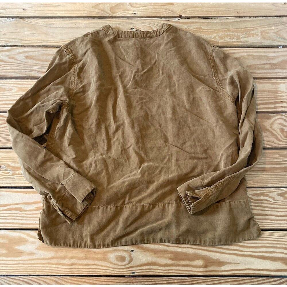 Zara 1/2 Button Long Sleeve Top Size Small Women’s Brown - Picture 2 of 8
